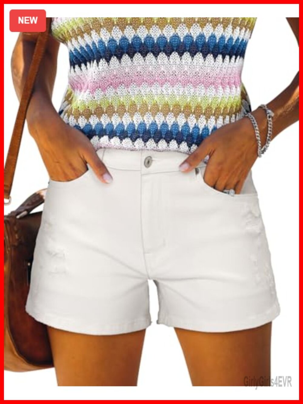 Women's Mid Rise Ripped Stretchy Denim Shorts with Folded Hem Jean Shorts
